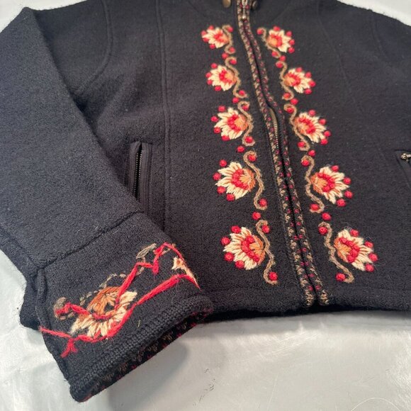 Icelandic Designs Wool Embroidered Jacket Women Floral Cottagecore Full Zip - Picture 14 of 16